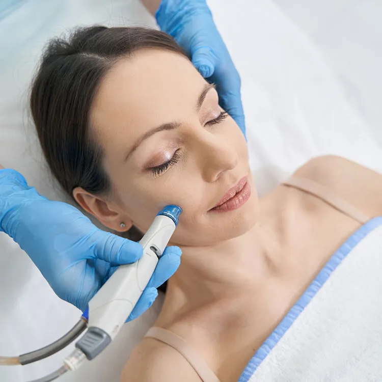 A HydraFacial treatment being performed at the studio